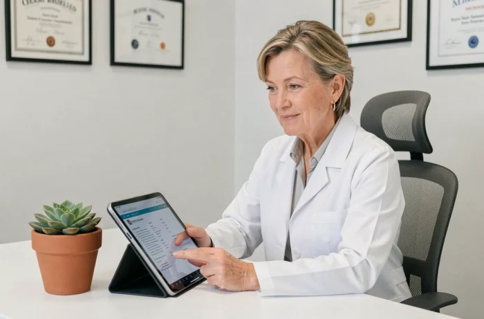 Professionnelle de santé en consultation médicale illustrant les dernières actualités santé de l'année